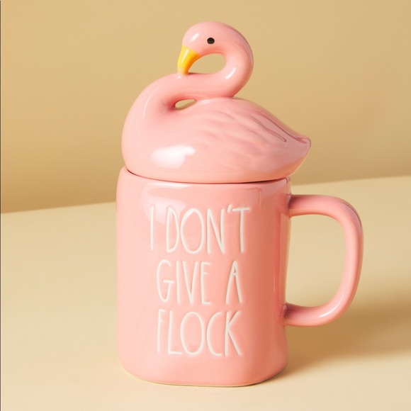 Rae Dunn “I Don’t Give A Flock” Mug with Flamingo Topper - Picture 2 of 14